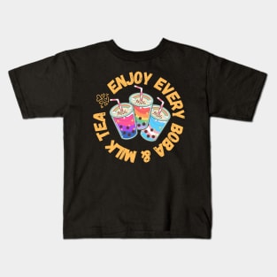 Enjoy Every Boba & Milk Tea Cute Gift for LGBTQI Foodies Kids T-Shirt